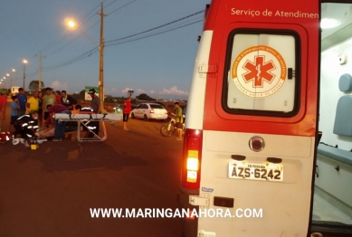 foto de Motociclista é socorrido em inconsciente após sofrer queda de moto ao passar por faixa elevada recém instalada na marginal da rodovia em Paiçandu