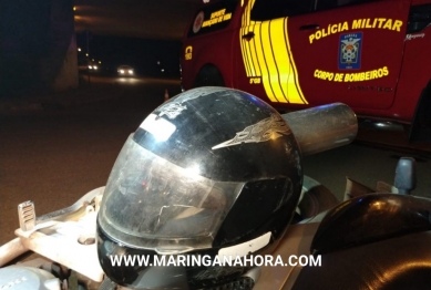 foto de Motociclista é socorrido em inconsciente após sofrer queda de moto ao passar por faixa elevada recém instalada na marginal da rodovia em Paiçandu