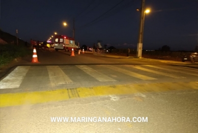 foto de Motociclista é socorrido em inconsciente após sofrer queda de moto ao passar por faixa elevada recém instalada na marginal da rodovia em Paiçandu