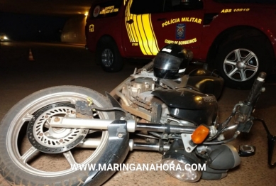 foto de Motociclista é socorrido em inconsciente após sofrer queda de moto ao passar por faixa elevada recém instalada na marginal da rodovia em Paiçandu