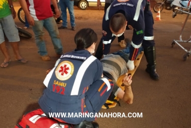 foto de Motociclista é socorrido em inconsciente após sofrer queda de moto ao passar por faixa elevada recém instalada na marginal da rodovia em Paiçandu