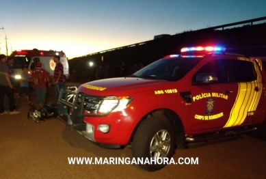 foto de Motociclista é socorrido em inconsciente após sofrer queda de moto ao passar por faixa elevada recém instalada na marginal da rodovia em Paiçandu