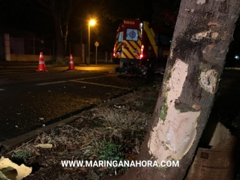 foto de Motociclista fica ferido após perder controle de moto e bater contra uma árvore em Maringá