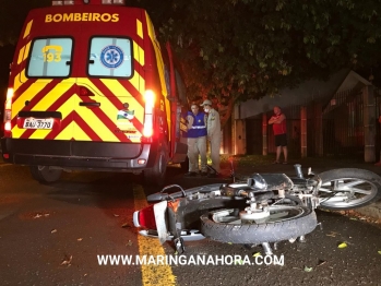 foto de Motociclista fica ferido após perder controle de moto e bater contra uma árvore em Maringá