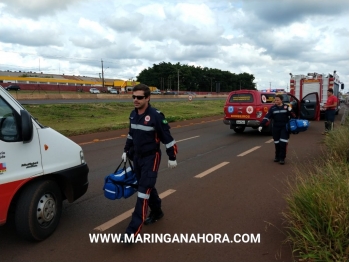 foto de Motorista fica ferida após perder o controle da direção e capotar veículo na marginal da PR-323