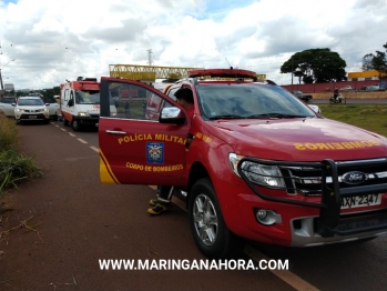 foto de Motorista fica ferida após perder o controle da direção e capotar veículo na marginal da PR-323