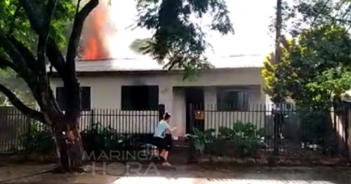 Incêndio atinge residência em Maringá e duas mulheres uma delas gestante inalaram fumaça