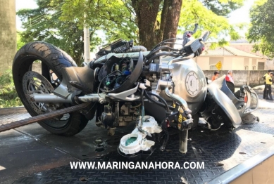 foto de Motociclista fica gravemente ferido após colidir contra veículo em Maringá