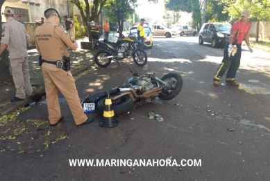 foto de Motociclista fica gravemente ferido após colidir contra veículo em Maringá