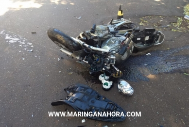 foto de Motociclista fica gravemente ferido após colidir contra veículo em Maringá