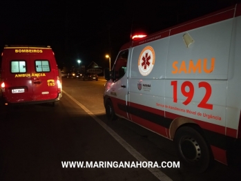 foto de Colisão entre moto e bicicleta, deixa três pessoas feridas na saída da rodovia que da acesso a marginal em Paiçandu