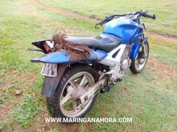 foto de Motociclista sobrevive após ficar prensado entre moto e caminhão em Maringá