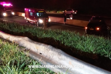 foto de Motorista fica ferido após carro despencar do Contorno Norte em Maringá 