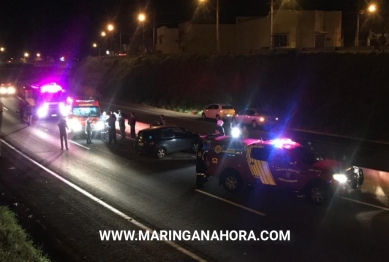 foto de Motorista fica ferido após carro despencar do Contorno Norte em Maringá 