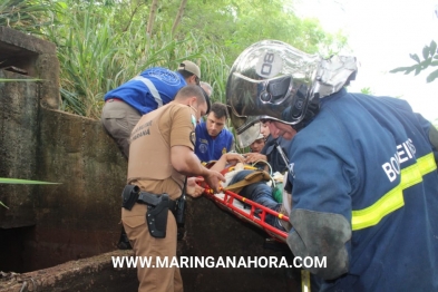 foto de Acidente faz carro voar 30 metros e cair dentro de rio em Maringá