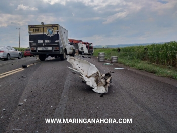 foto de Jovem morre após bater carro de frente com caminhão na rodovia entre Maringá e Iguaraçu