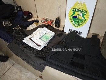 foto de Equipe do Pelotão de Choque, apreende carro roubado, coletes balísticos e munições em Maringá