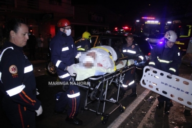 foto de Carro bate em caminhão parado e quatro pessoas ficam feridas em Maringá