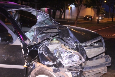 foto de Carro bate em caminhão parado e quatro pessoas ficam feridas em Maringá