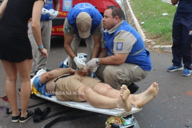 foto de Motociclista é socorrido com ferimentos graves após acidente na Avenida São Paulo em Maringá