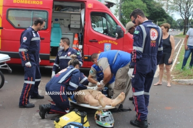 foto de Motociclista é socorrido com ferimentos graves após acidente na Avenida São Paulo em Maringá