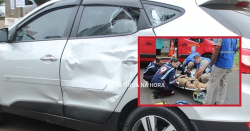 Motociclista é socorrido com ferimentos graves após acidente na Avenida São Paulo em Maringá