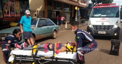 Mulher sofre ferimento grave na cabeça, após queda de bicicleta na Avenida Ivaí, centro de Paiçandu