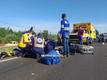 foto de Motociclista é socorrido de helicóptero após ter moto atingida por carro na rodovia BR-376 em Maringá