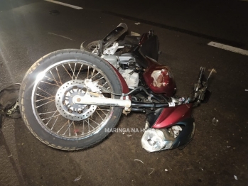 foto de Motociclista fica preso embaixo dos rodados de caminhão depois de colisão em Maringá