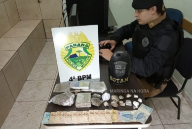 foto de Polícia Militar prende homem com grande quantidade de droga, dinheiro e balança de precisão em Maringá