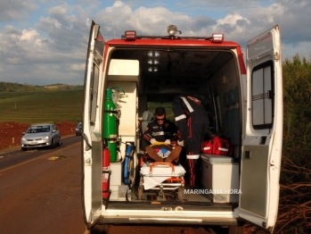 foto de Idoso de 73 anos fica ferido após colidir o veículo contra caminhão na rodovia entre Paiçandu e Água Boa