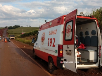 foto de Idoso de 73 anos fica ferido após colidir o veículo contra caminhão na rodovia entre Paiçandu e Água Boa