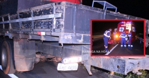 Motociclistas sofrem ferimentos graves após baterem motos contra traseira de caminhão no contorno de Mandaguari