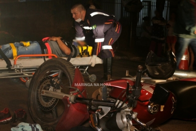 foto de Dois ficam feridos, após motorista avançar preferencial e bater em moto em Paiçandu