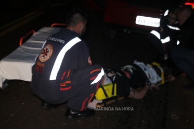 foto de Motorista fica ferida em batida entre carro e carreta na PR-323 entre Paiçandu e Água Boa