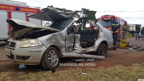 foto de Colisão entre carro e camionete deixa três pessoas feridas em Maringá