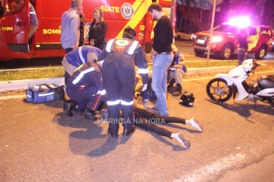 foto de Casal fica ferido em Maringá, após acidente entre carro e moto 