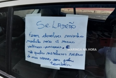 foto de Vítima de roubo deixa cartaz para ladrão em Maringá