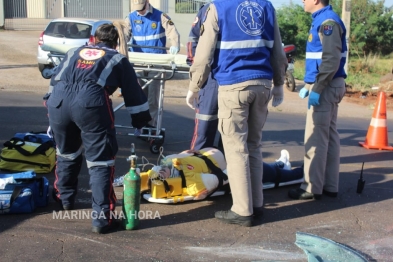 foto de Mulher fica ferida após tentar desviar de buraco e capotar carro no Contorno Sul em Maringá