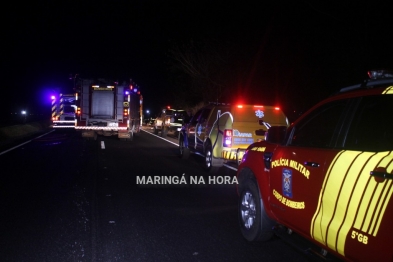 foto de Motorista morre esmagado em violenta colisão traseira entre duas carretas na PR-317 entre Floresta e Maringá