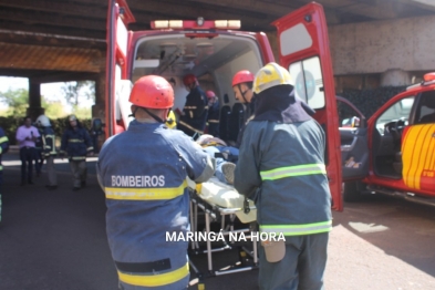 foto de Motorista fica ferida após carro despencar de viaduto em Maringá