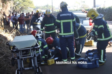 foto de Motorista fica ferida após carro despencar de viaduto em Maringá