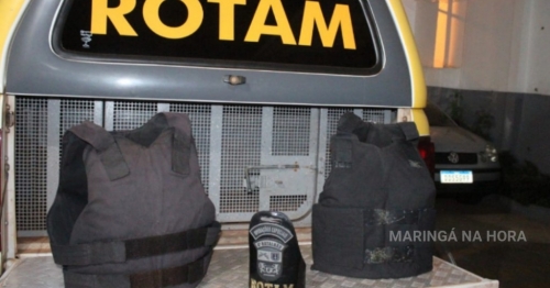 Policiais da equipe Rotam apreenderam coletes balísticos em Sarandi