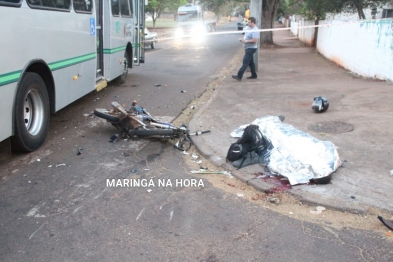 foto de Vídeo mostra momento de acidente entre ônibus e moto que deixou um morto e outro gravemente ferido em Maringá