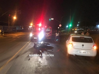 foto de Acidente entre carro e moto no Contorno Sul de Maringá