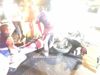 foto de Acidente entre carro e moto no Contorno Sul de Maringá