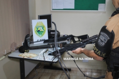 foto de ROTAM de Paiçandu realiza apreensão de arma e drogas, um homem que faz o uso de tornozeleira eletrônica foi preso