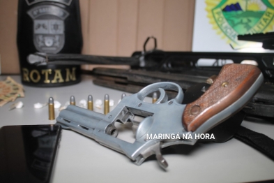 foto de ROTAM de Paiçandu realiza apreensão de arma e drogas, um homem que faz o uso de tornozeleira eletrônica foi preso