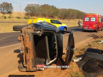 foto de Motorista fica ferido após ser ejetado de carro após capotamento na BR-376