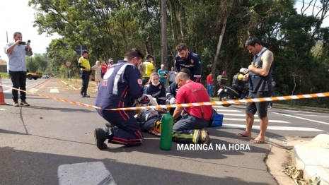 foto de Acidente grave envolvendo duas motos e caminhão no Jardim Universitário em Maringá 